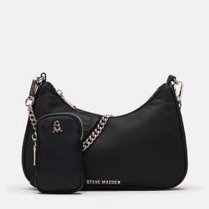 Steve Madden Black Shoulder Bag with Chain Detail